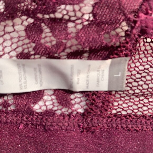 Lucky Brand Burgundy Lace Bralette Size L Lightly Padded - Picture 3 of 11